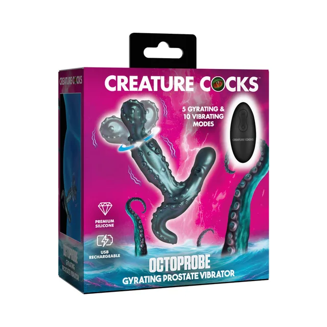 Creature Cocks Octoprobe teal prostate vibrator retail box