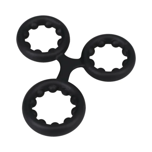 ROCK SOLID black silicone triple ring isolated three-opening view