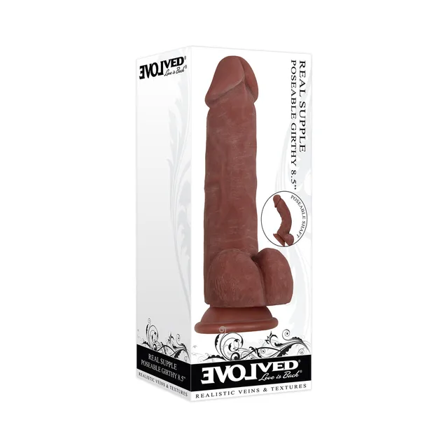 Brown Evolved Real Supple Girthy dildo in retail box