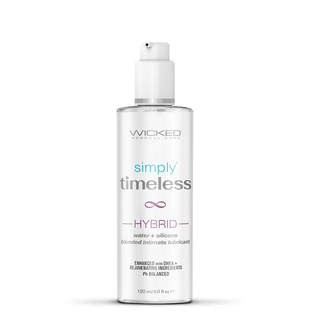 Wicked Simply Timeless Hybrid 4 oz pump bottle with purple label text