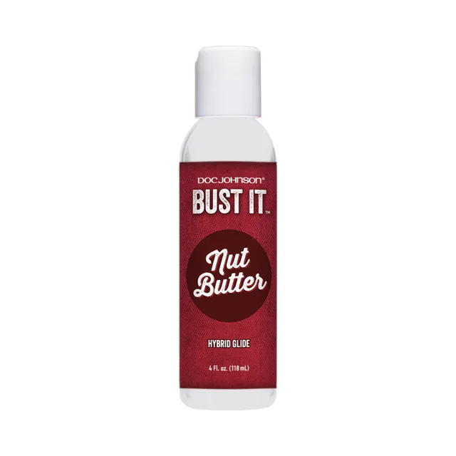 Doc Johnson Bust It Nut Butter white four-ounce bottle with burgundy label