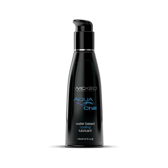 Wicked Aqua Chill 4-ounce lubricant black pump bottle front view