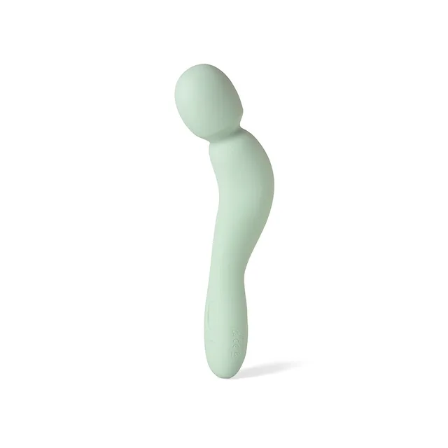 Dame Com sage curved wand vibrator right side profile on a white background
