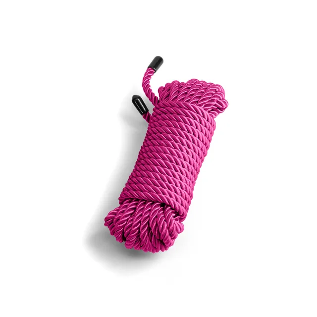 Coiled pink twisted rope with black finished ends