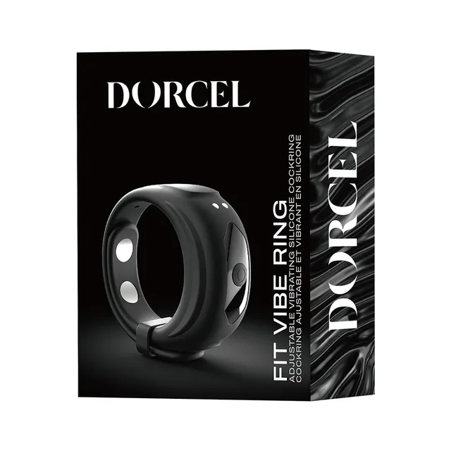 black Dorcel Fit Vibe adjustable vibrating ring pictured on black box
