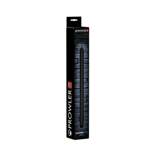 Prowler RED Shower Shot Large black nozzle vertical front view inside narrow black hanging carton
