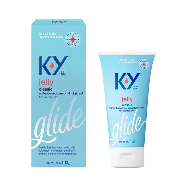 K-Y Jelly Classic clear gel tube with blue packaging