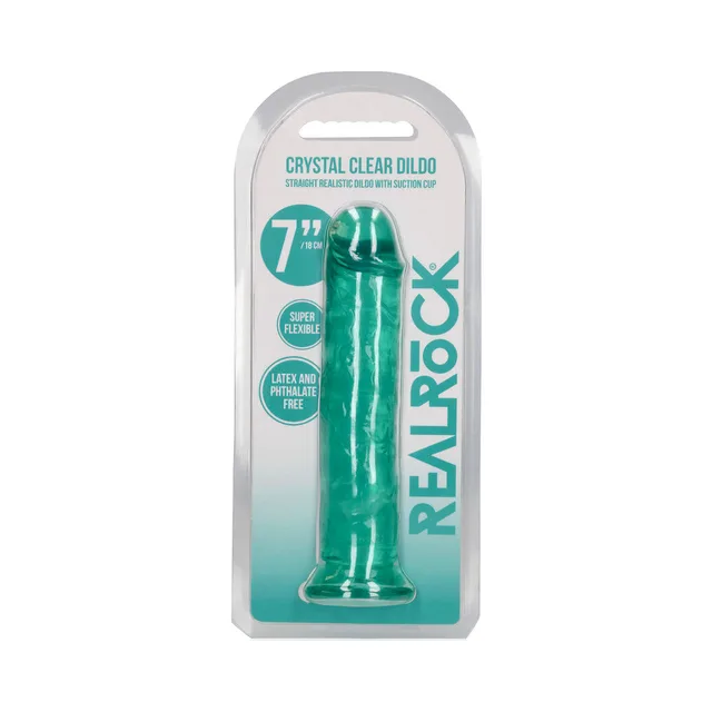 RealRock turquoise Straight 7-inch dildo retail pack
