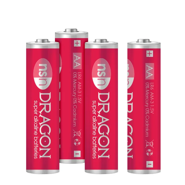 Dragon AA Batteries four red AA batteries with silver terminals