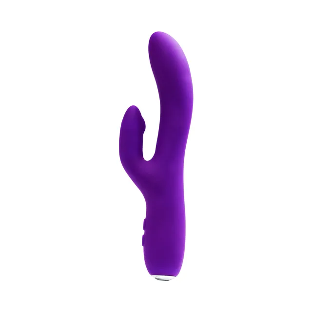 Indigo VeDO Rockie dual vibrator angled front view of shaft and smaller arm