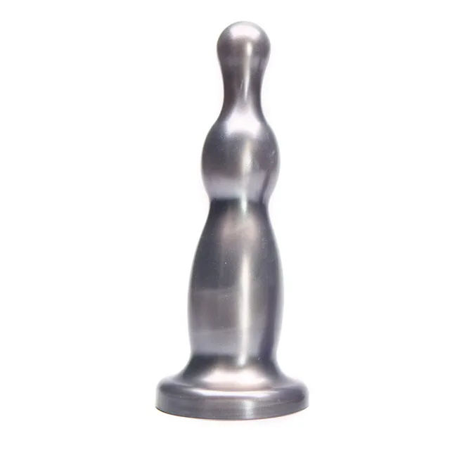 Metallic silver Planet Dildo NPC with three rounded segments and broad base