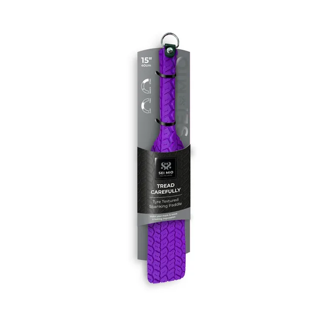 purple SEI MIO Tyre paddle in vertical package showing raised tread texture