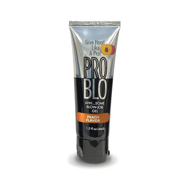 Pro Blo Peach 1.5 fl oz gel in clear tube with black cap
