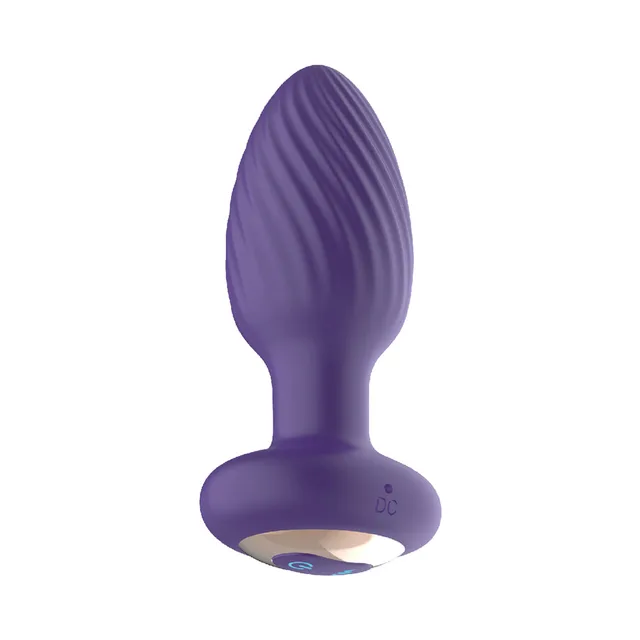 Front view of purple ribbed bulb and flared base