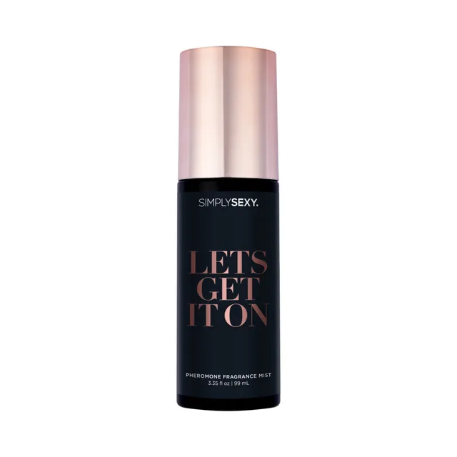 Simply Sexy Let's Get It On body mist bottle with rose-gold cap