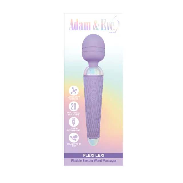 Adam and Eve Flexi Lexi lilac wand in retail card