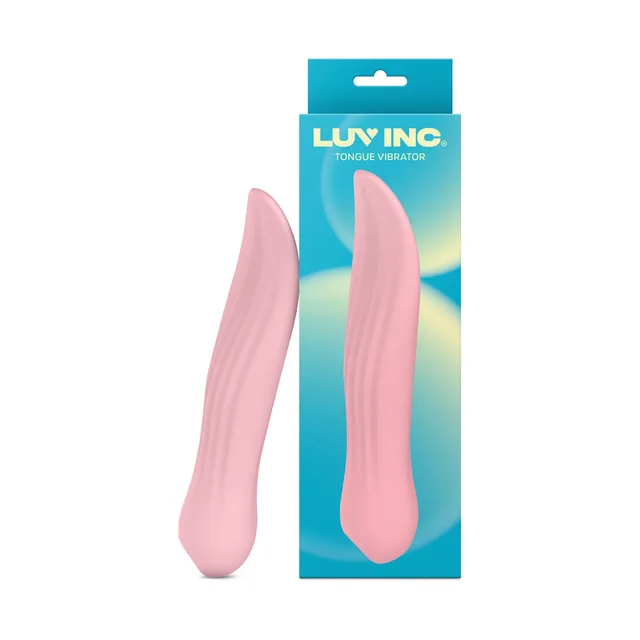 Luv Inc TV23 light pink tongue vibrator beside retail box