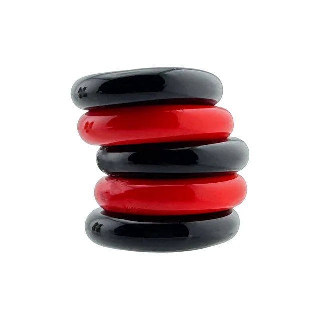 Oxballs Hunkyjunk Jacker red and black five-pack three black and two red rings stacked vertically