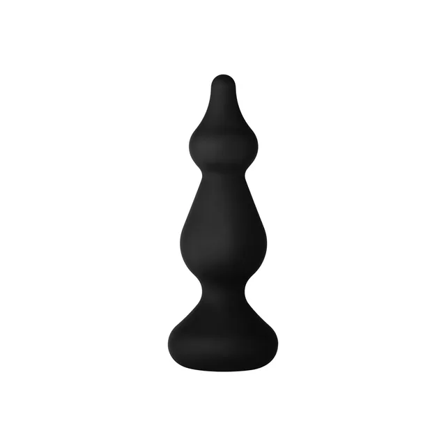 Front view of small black three-bulb silicone plug