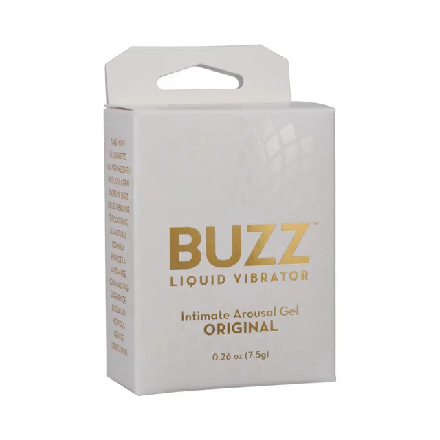 Doc Johnson BUZZ Original Gel white gold retail carton three-quarter view