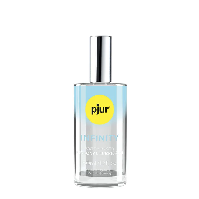 Pjur Infinity clear 1.7 oz bottle with yellow label