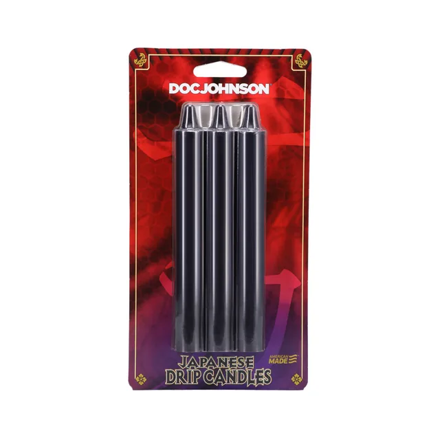 Doc Johnson Japanese Drip Candles three black candles in retail blister pack
