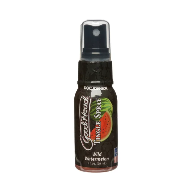Doc Johnson GoodHead Wild Watermelon Tingle spray black one-ounce spray bottle with clear cap and matching label