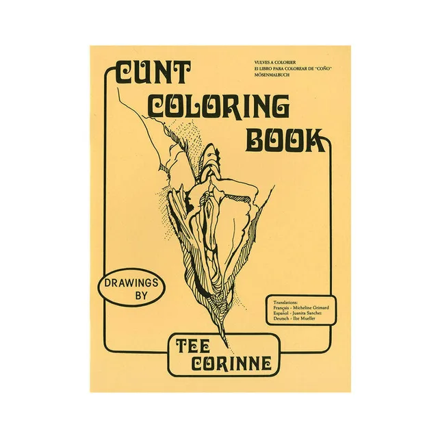 yellow Cunt Coloring Book cover with black anatomical line drawing and block title