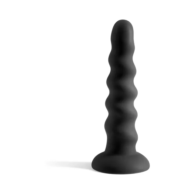 NS Novelties Colours Twist black beaded dildo upright with five rounded segments and broad circular base