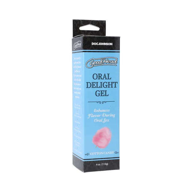 Doc Johnson GoodHead cotton candy gel black-and-color retail carton front view