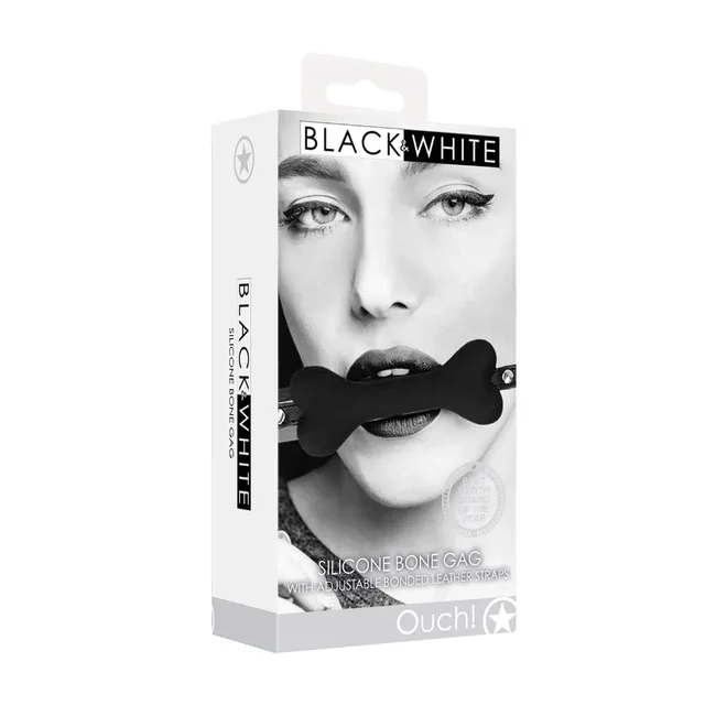 Shots Ouch black silicone bone gag retail box