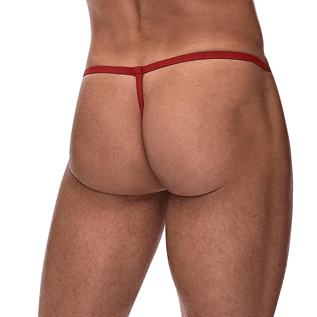 Rear view of red strap Rock Hard Rudy G-string