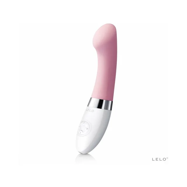 Pink curved LELO GIGI 2 vibrator on white background