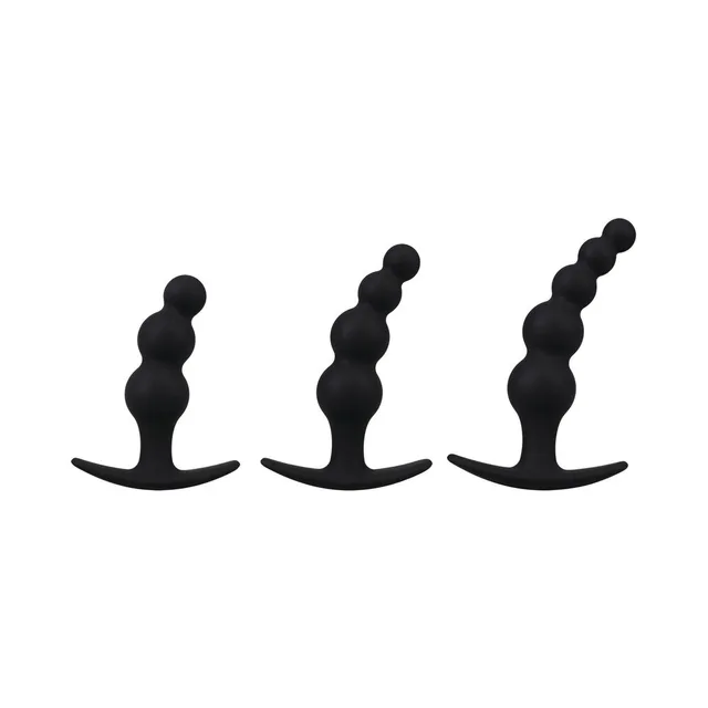 Mood Naughty black beaded trainer set three graduated plugs together