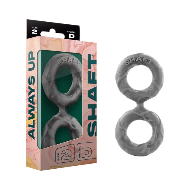 gray Shaft Model D Size 2 figure-eight C-ring beside pink retail box