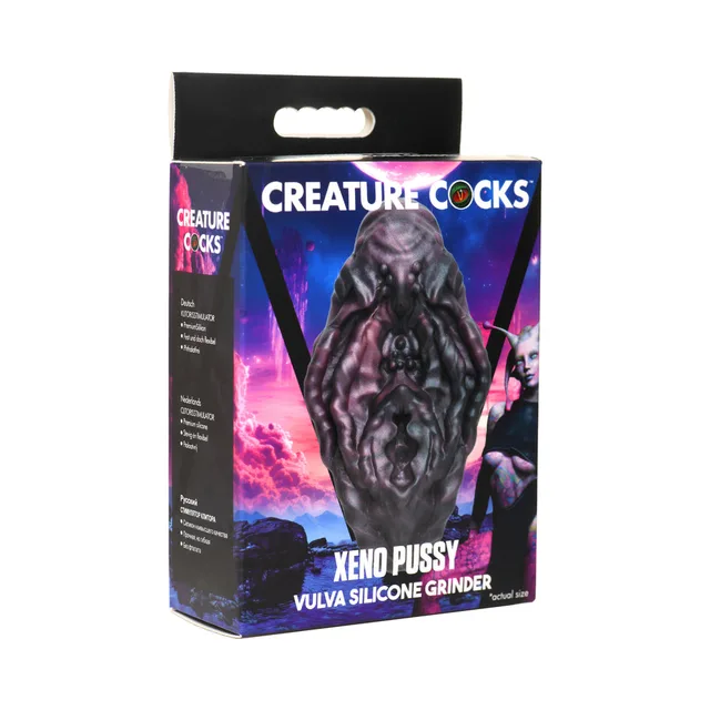 Creature Cocks Xeno Pussy multicolor vulva grinder in illustrated purple retail box