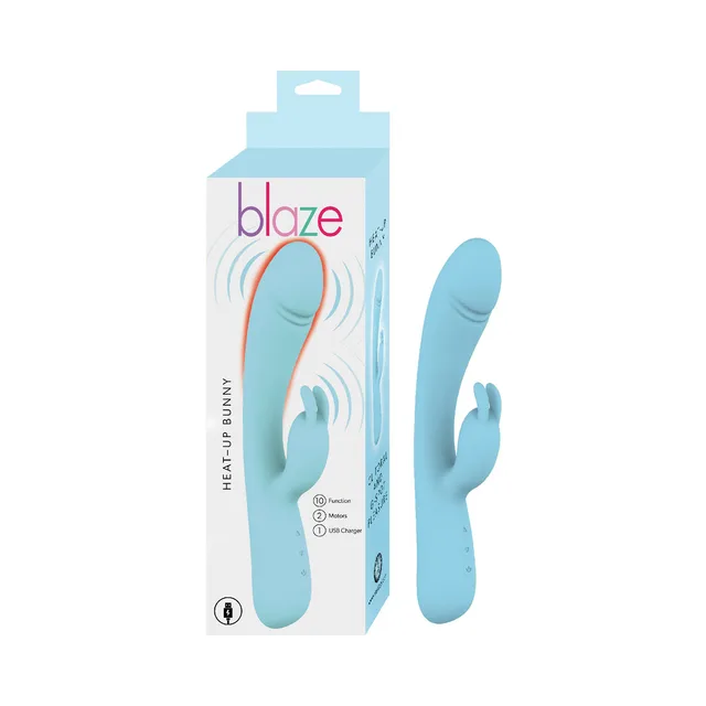 Blue Nasstoys Blaze Heat-Up Bunny with external arm beside white box