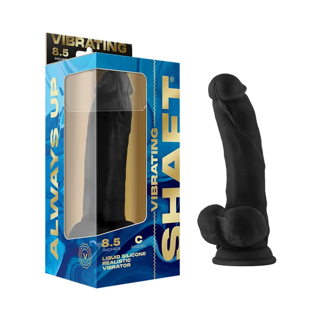 Shaft Vibrating Model C 8.5-inch black dong beside blue box