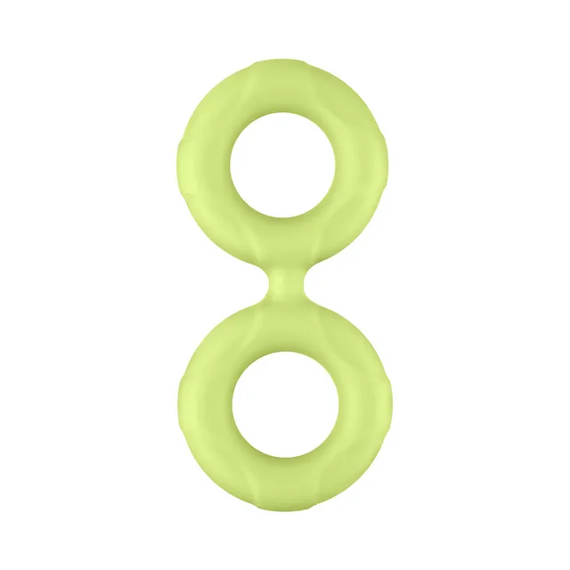 Front view of large green silicone figure-eight double ring