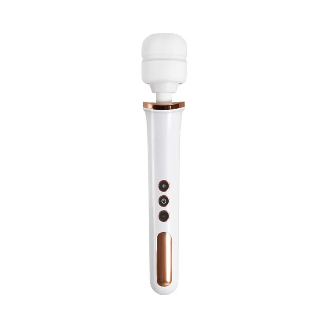 Adam & Eve Magic Massager white wand straight front view with rose-gold trim