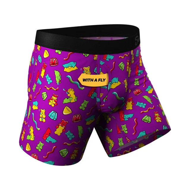 Angled front of size 2XL Naughty Bears underwear with fly label
