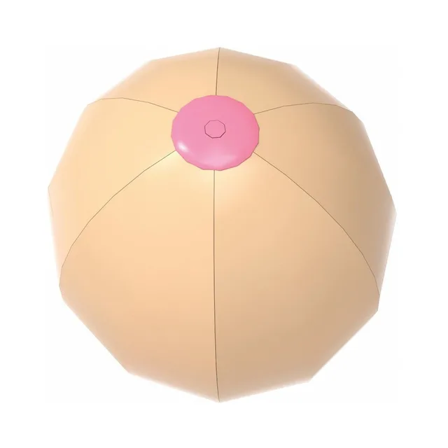 Hott Products Big Boobie Beach Ball inflated beige ball with round pink center detail