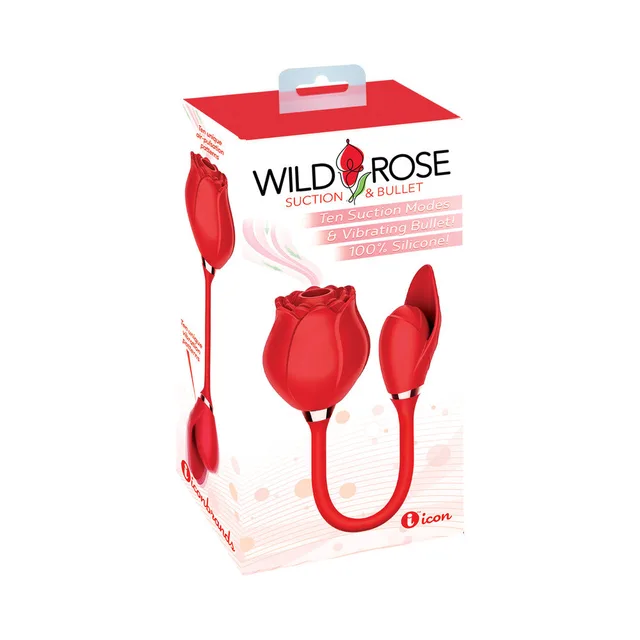 Wild Rose red Suction and Bullet beside white retail box