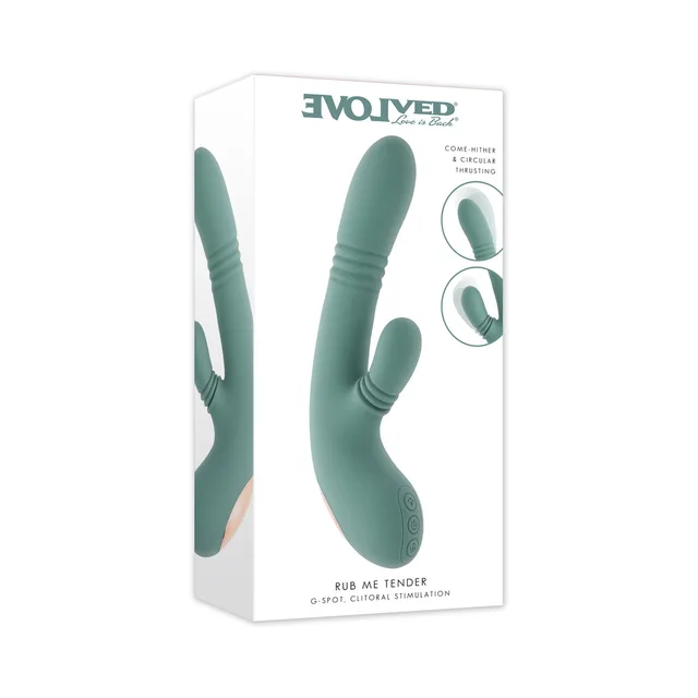 Evolved Rub Me Tender mint gyrating and thrusting toy displayed in its white retail box