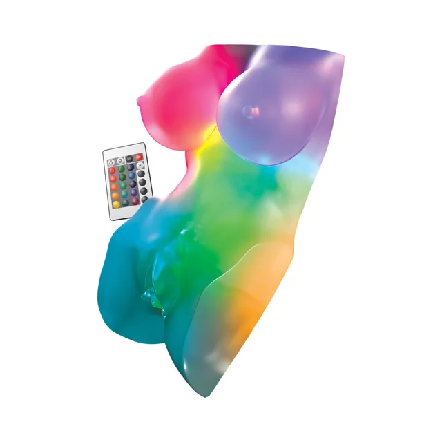 PDX Elite Go-Go Bator frosted LED torso masturbator angled front view with color remote