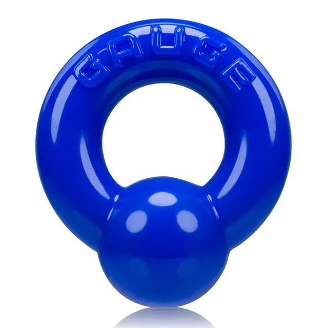 Police-blue OxBalls Gauge ring with attached round ball