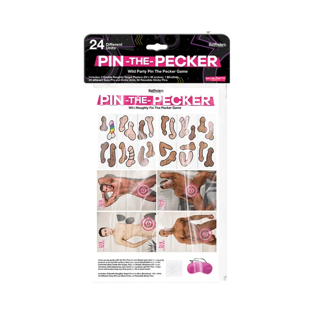 Pin the Pecker party game sheet with posters, cutouts and accessories
