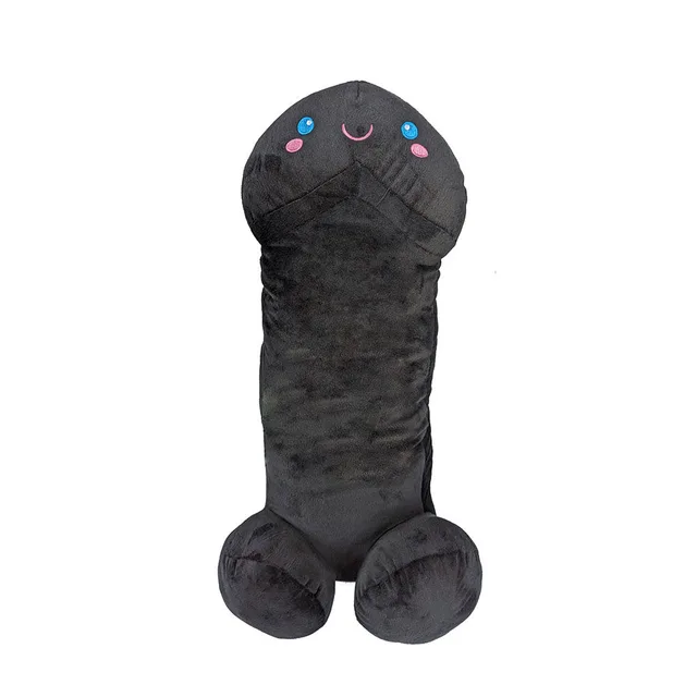 tall black Shots Penis Stuffy plush with embroidered smile and pink cheeks