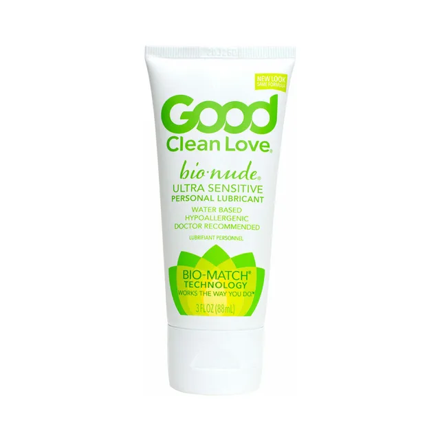 white Good Clean Love BioNude water-based lubricant 3 fl oz squeeze tube