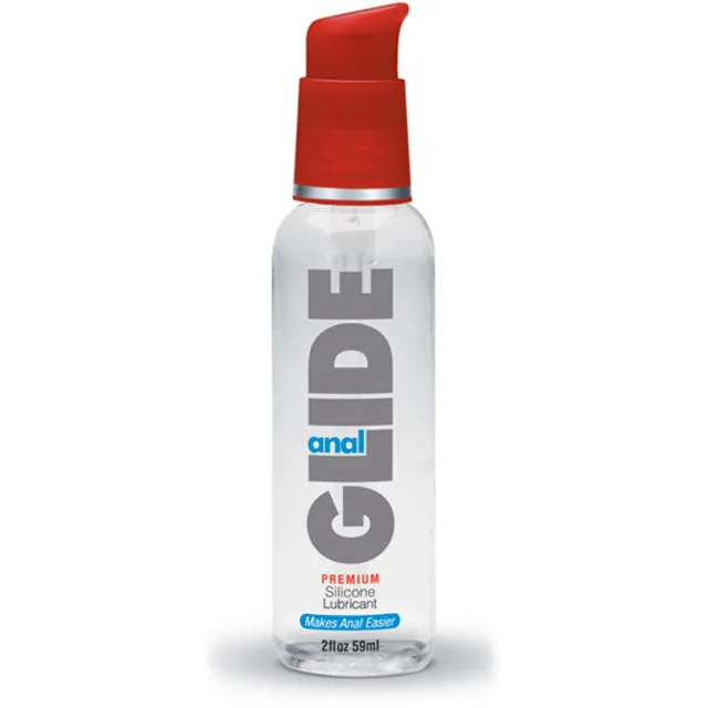 Body Action Anal Glide clear two-ounce bottle with red pump